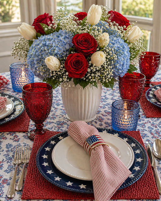 Easy Patriotic Table Decor Idea for 4th of July Hosting
